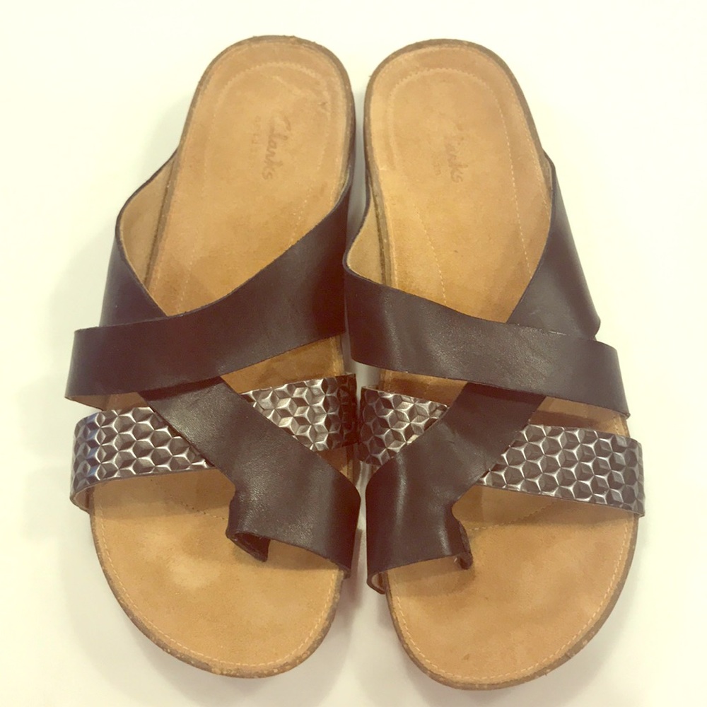 CLARKS Black Perri Bay Leather Slides